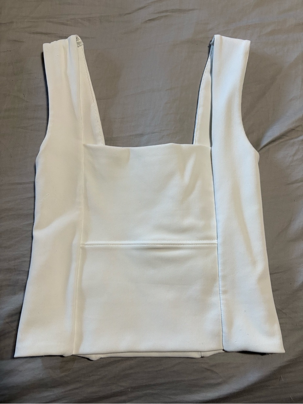 White Fox Boutique White Square-Neck Ribbed Tank